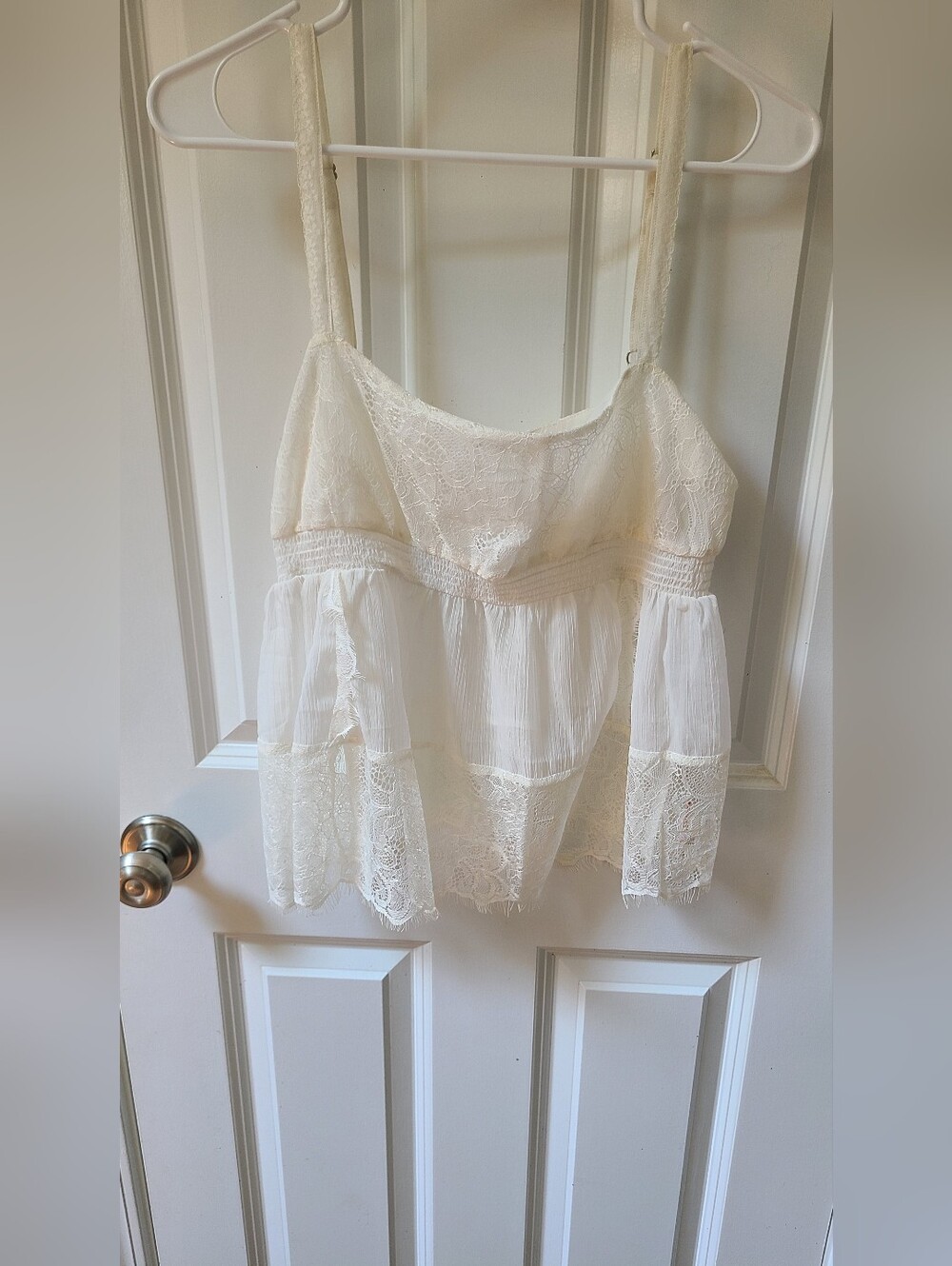 Intimately Free People Lace Tiered Offwhite Cami Top Medium - Picture 3 of 12